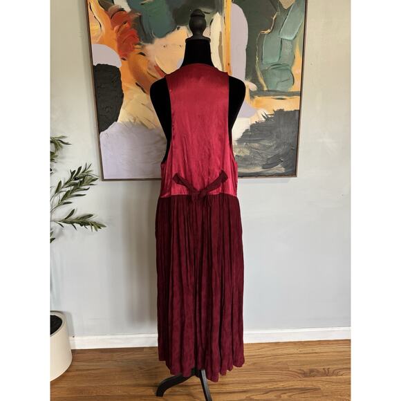 VTG LOLITA WEST by Foxtrot 80's Apron Jumper Dress Romantic Goth Bohemian Sz L - Picture 3 of 10